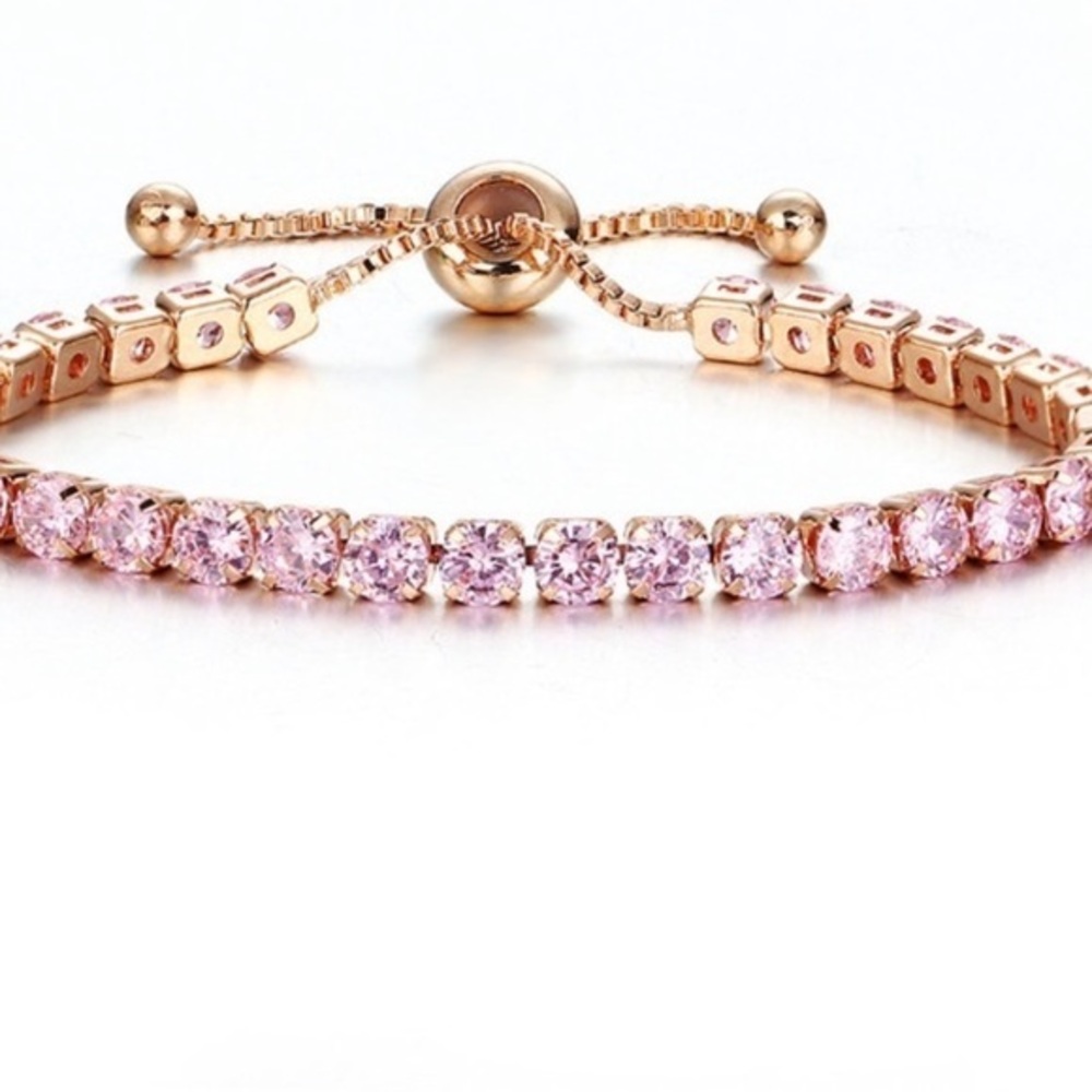 New Rose Gold Plated Pink Rhinestones Bracelet